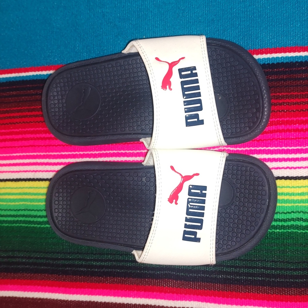 Puma Cool Cat 2.0 Little Kids' Slide Blue White Red Size US 11 C UK 10 EU 28